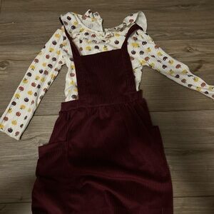 Burgundy Corduroy Kids Overalls
